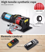 Electric Winch 3500LBS/1361KG 12V Wireless ATV UTV 4WD Boat Recovery Rope Remote
