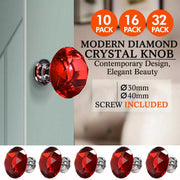 Door Knobs Handles Clear Crystal Diamond Glass Kitchen Cupboard Cabinet Pull
