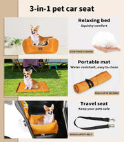Pawz Pet Car Seat Travel Safety Carrier Bed Waterproof Removable Washable Large