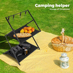 Levede Camping Storage Shelves Portable Hanging Rack Foldable BBQ Picnic 2 Shelf