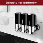 3 Bottles Bathroom Shower Soap Dispenser Shampoo Pump Wall Mounted 1500ml Black