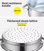 Toque Stainless Steel Steamer Pot Home Kitchen Cookware Tool Hot Pot  4 Tier
