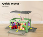 Storage Containers Stackable Lid Clothes Organiser Box 5 Side Open 28L Green