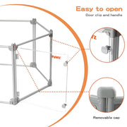 Pawz Pet Playpen Transparent Acrylic Folding Dog Fence Kennel Install 10 Panel