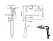 Shower Head High Pressure Set Rain Square Brass Taps Mixer Handheld WELS Black