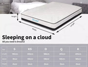 Dreamz Pocket Spring Mattress Bed Queen Double King Single Foam Medium Firm 21CM