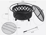 Moyasu Fire Pit BBQ Grill Fireplace Outdoor Portable Camping Heater Patio Garden