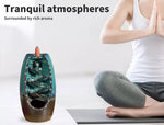 Incense Burner Waterfall Backflow Smoke Mountain Ceramic Cone Holder + 10 Cones
