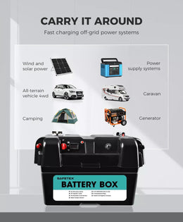Safetex AGM Battery Box 12V Deep Cycle Battery Solar Caravan Camping