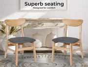 Levede 4xDining Chairs Kitchen Chair Natural Wood Linen Fabric Cafe Lounge