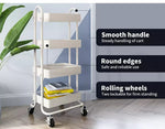 Levede 4 Tiers Kitchen Trolley Cart Steel Storage Rack Shelf Organiser White