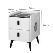 Levede Smart Bedside Table Wireless Charging LED Lights 2 Drawers Storage