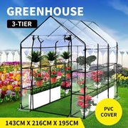 Levede Greenhouse Walk In 3 Tier Garden Shed PVC Cover Film Green House Tunnel