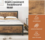 Levede Queen Bed Frame Metal Mattress Base Platform Wooden Industrial Rustic