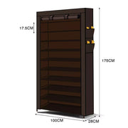 Levede 2pcs 10 Tier Shoe Rack Storage Cabinet Cube DIY Organiser Organizer Brown