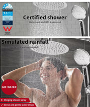 High Pressure Shower Head Set Rain Round Brass Taps Mixer Handheld WELS Silver