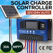 30A Solar Charge Controller 12V 24V Regulator Auto Dual USB Mppt Battery