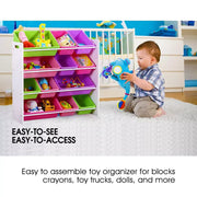 Levede 12Bins Kids Toy Box Bookshelf Organiser Display Shelf Storage Rack Drawer