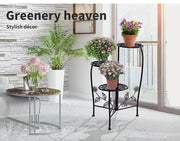 2X Wrought Iron Outdoor Indoor Flower Pot Plant Stand Garden Metal Corner Shelf