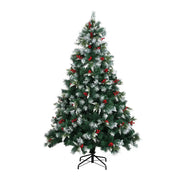 Santaco Christmas Trees Snow Flocked Pine Cones Decoration Stand 2.1 M