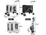 Pawz Large Pet Stroller Dog Cat Carrier Travel Pushchair Foldable Pram 4 Wheels