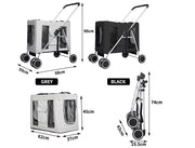 Pawz Large Pet Stroller Dog Cat Carrier Travel Pushchair Foldable Pram 4 Wheels