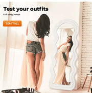 Yezi Full Length Mirror 1.6m Floor Standing Flannel Wavy Framed Dressing Makeup