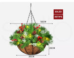 Santaco Christmas Hanging Basket Ornaments LED Lights Home Garden Decor 30cm