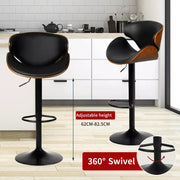 Levede 1x Bar Stools Gas Lift Kitchen Counter Beech Stool Metal Black Barstools