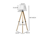 Emitto Tripod Floor Lamp Reading Light Adjustable Wooden Stand White Shade