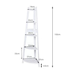 Levede 5 Tier Corner Shelf Wooden Storage Home Display Rack Plant Stand White