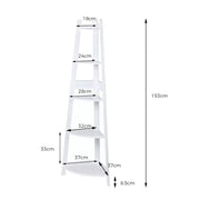 Levede 5 Tier Corner Shelf Wooden Storage Home Display Rack Plant Stand White