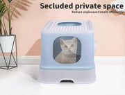 Pawz Cat Litter Box Fully Enclosed Kitty Toilet Trapping Odor Control Basin Blue