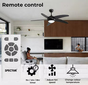 Spector 52'' Ceiling Fan with Light DC Motor Remote Control 5 Speed Wooden Blade