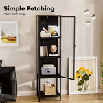 Stacked Tempered Glass Display Cabinet Door Clear Showcase Bookcase Steel Frame