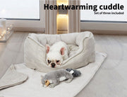 Pawz Pet Bed Set Calming Warm Soft Blanket Cushion Sleeping Kennel Grey XL