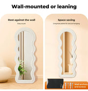 Yezi Full Length Mirror 1.6m Floor Standing Flannel Wavy Framed Dressing Makeup