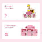 Bopeep Wooden Doll House 3 Floor Kids Girl Dollhouse Full Furniture Pink 90cm