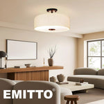 Emitto Ceiling Light Led Modern Pendant Lights Bedroom Lamp Linen Shade Flush