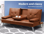 Levede Sofa Bed Adjustable Recliner Lounge Couch Leather 3 Seater Cup Holder