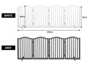 Pawz 4 Panels Wooden Pet Gate Retractable Dog Fence Safety Barrier Security Door