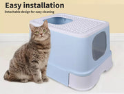 Pawz Cat Litter Box Fully Enclosed Kitty Toilet Trapping Odor Control Basin Blue