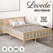Levede Wooden Bed Frame Queen Double Single Rustic Mattress Base Solid Pine