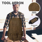 Waxed Canvas Tool Apron Adjustable Workshop Chef Waterproof Woodworking Pockets