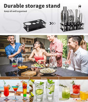 Cocktail Shaker Set Stainless Steel Bartender Kit 20pcs Martini Strainer Maker