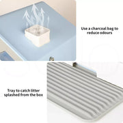 Pawz Fully Enclosed Cat Litter Box Mat Kitty Toilet Odour Control Basin Blue