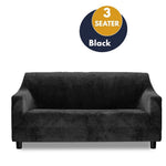 Marlow Sofa Cover High Stretch Slipcovers Soft Plush Protector 4 Seater Black