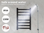 Heated Towel Rail Warmer Rack Wall Mounted Bathroom Electric 7 Bars Dryer Black