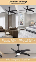 Spector 52'' Ceiling Fan with Light DC Motor Remote Control 5 Speed Wooden Blade