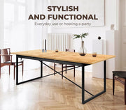 Levede Dining Table Extendable Rectangle Wooden Home Kitchen Seater Steel Frame